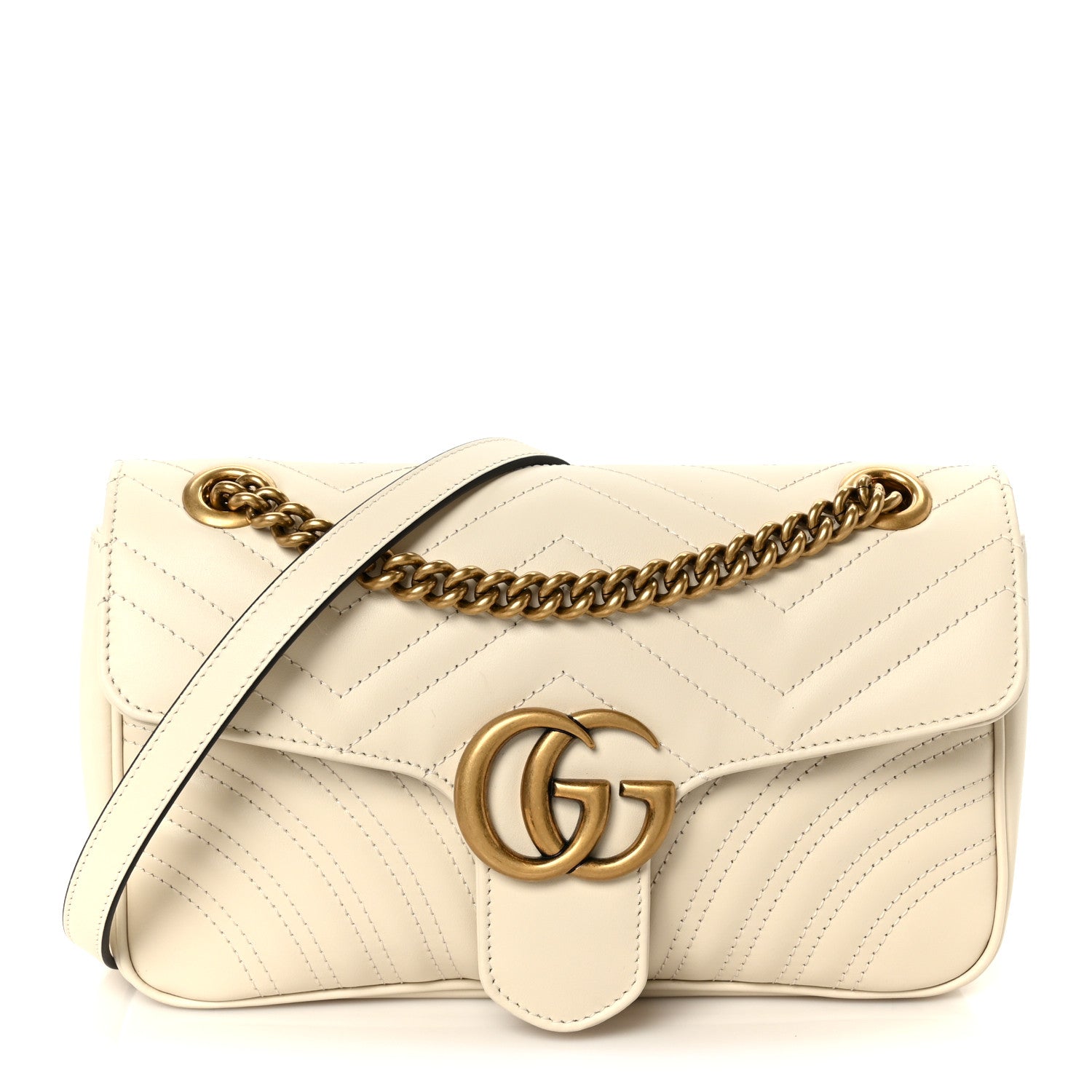 Gucci Calfskin Matelasse Small GG Marmont Shoulder Bag White 1 of 11