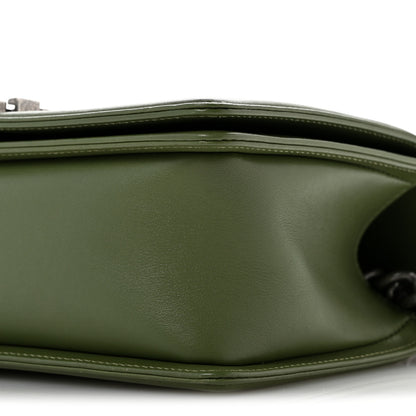 Chanel Calfskin Chevron Quilted Medium Boy Flap Dark Green 10 of 11