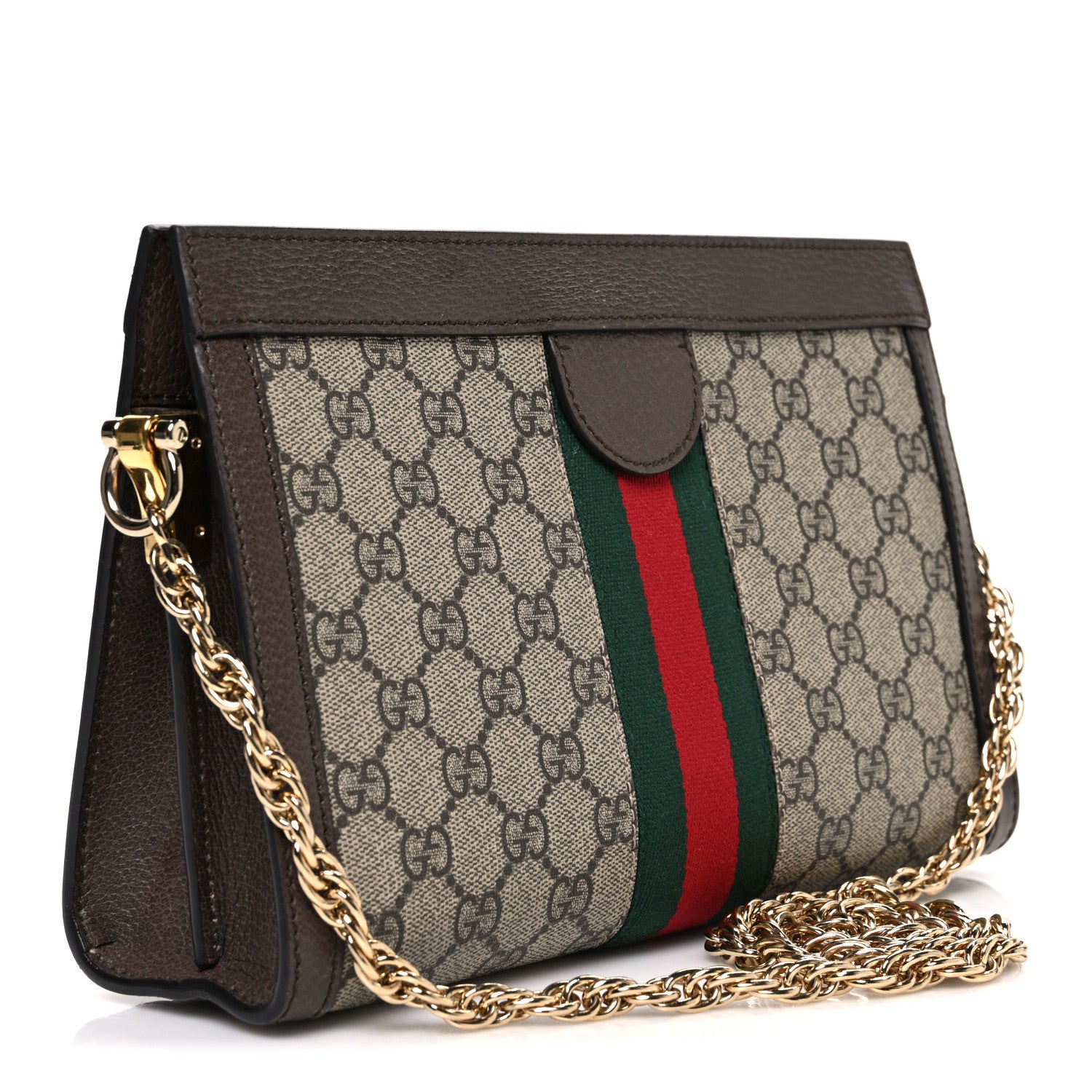 Gucci GG Supreme Monogram Web Small Ophidia Chain Shoulder Bag Brown 3 of 10