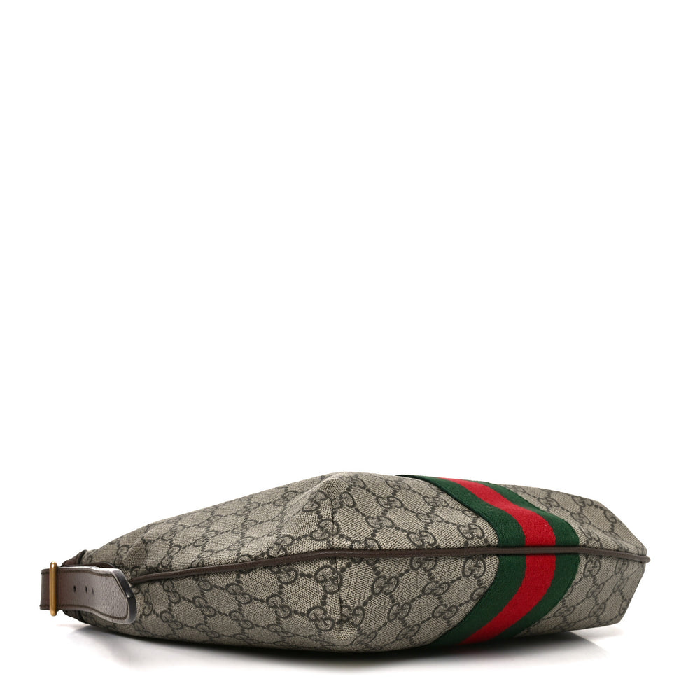 Gucci GG Supreme Monogram Web Small Ophidia Half Moon Hobo Brown ...