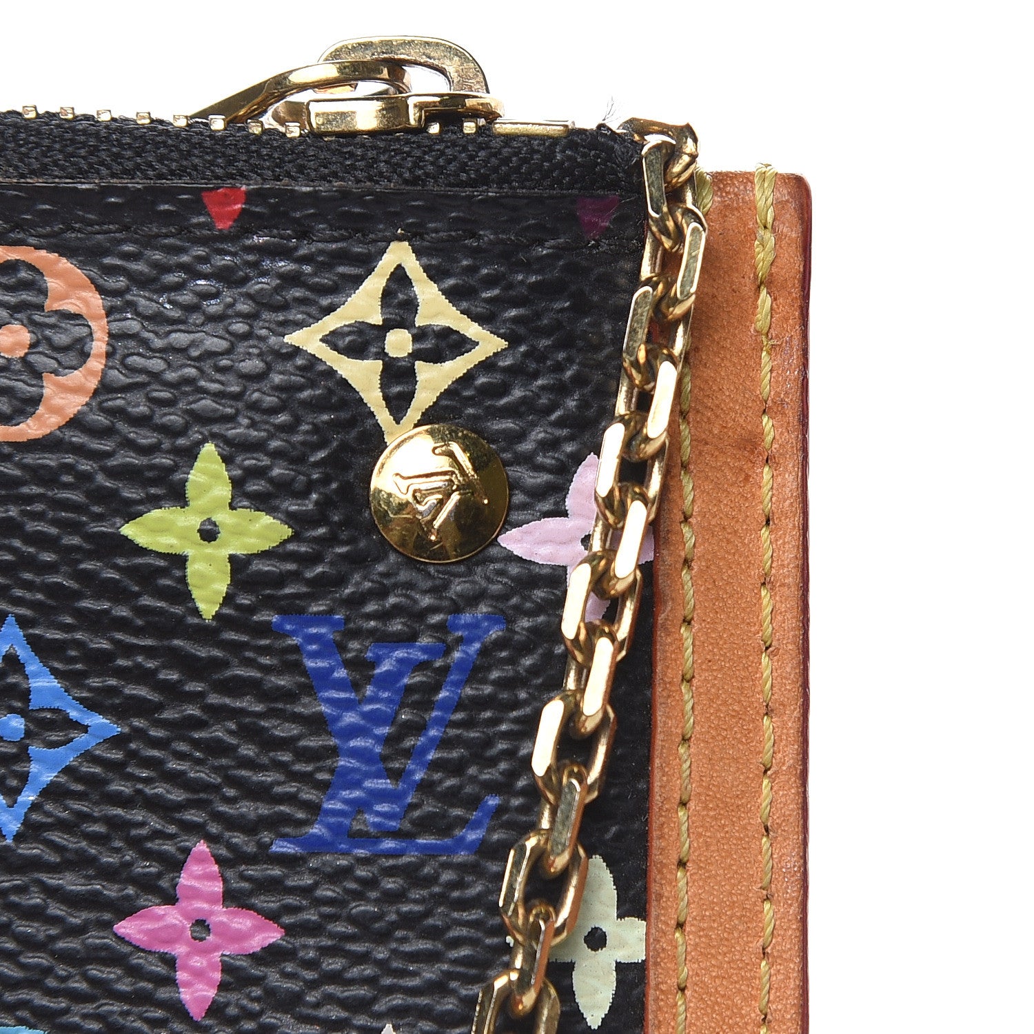 Louis Vuitton Monogram Multicolor Key Pouch Black 7 of 8