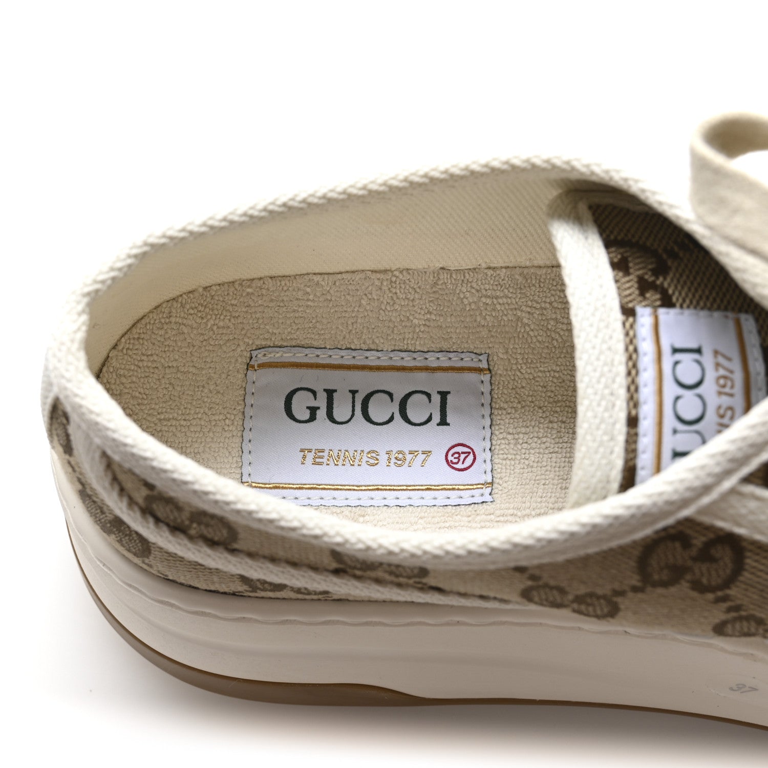 Gucci GG Monogram Womens 1977 Tennis Platform 52mm Sneakers 37 Beige Ebony Mystic White 8 of 9