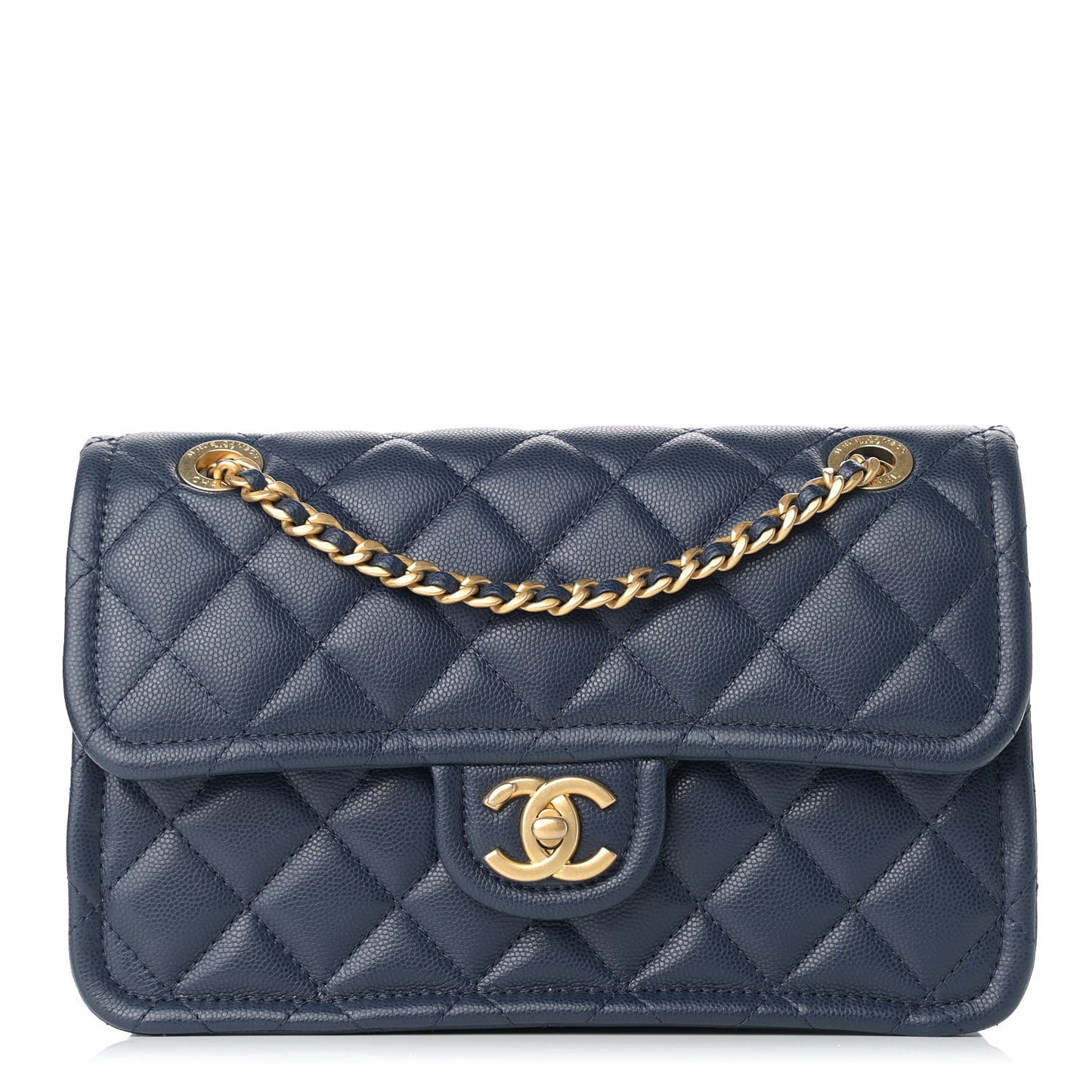 Caviar Quilted Medium Sweet Classic Flap Navy Blue