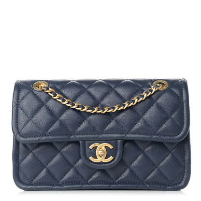 Chanel Caviar Quilted Medium Sweet Classic Flap Navy Blue 1 of 9