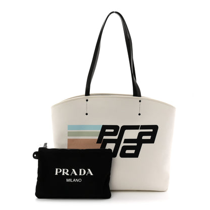 Prada Canvas Racing Logo Tote White 3 of 12