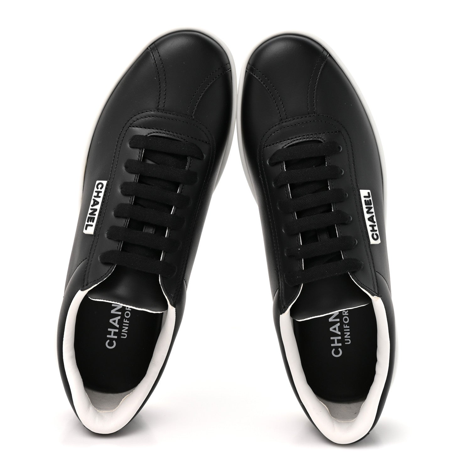 Chanel Calfskin CC Uniform Womens Sneakers 38 Black 2 of 10