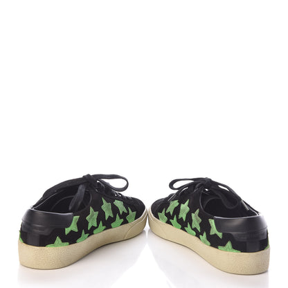Saint Laurent Suede Star Court Sneakers 36.5 Black Green Fluo 5 of 11