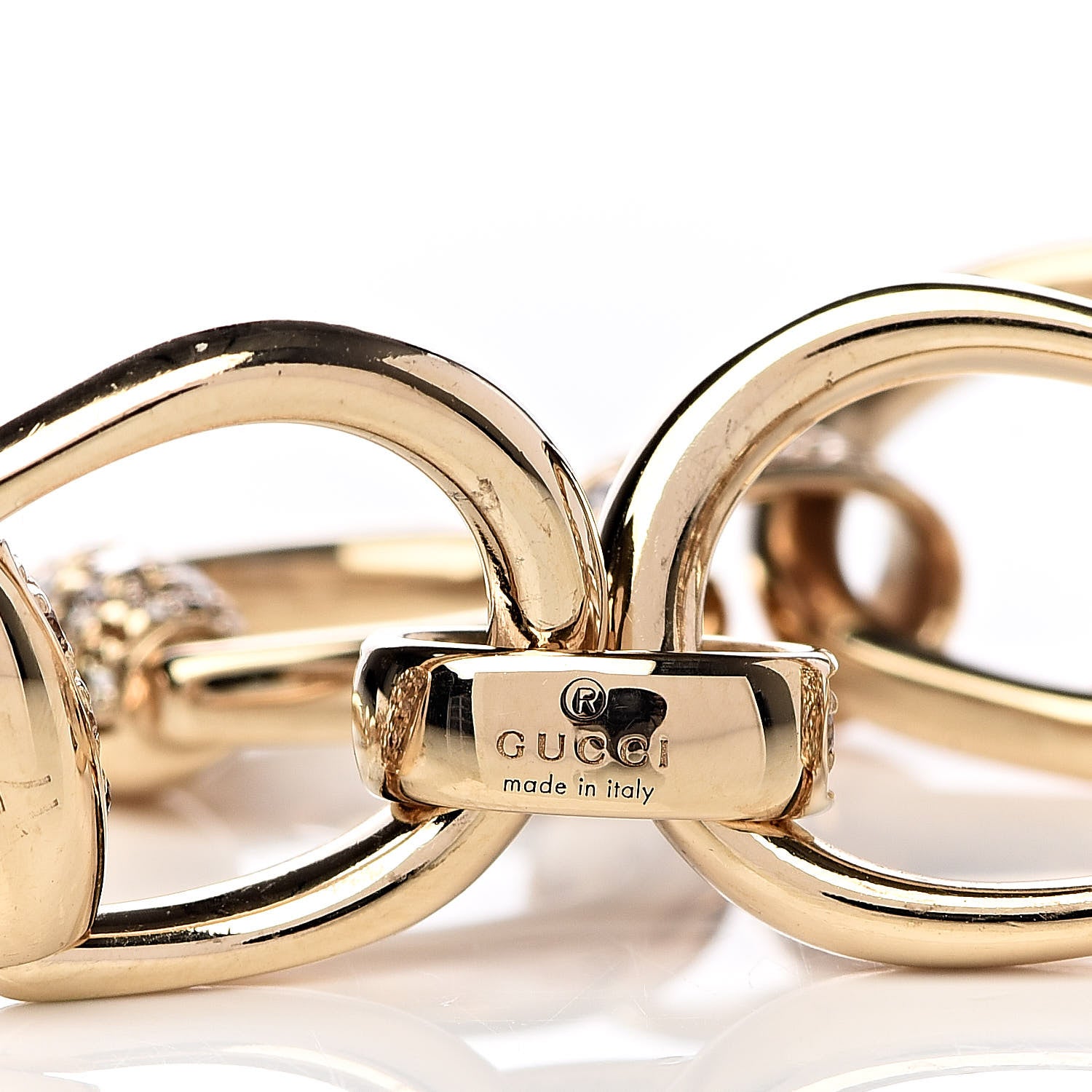 Gucci 18K Yellow Gold Diamond Pave Horsebit Bracelet 5 of 5