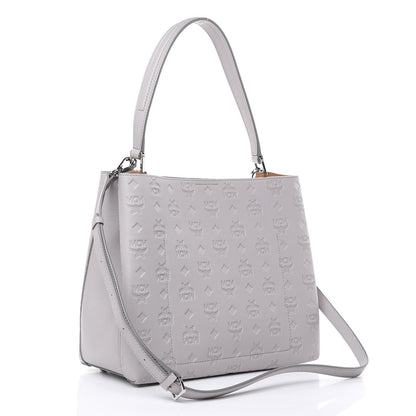 MCM Calfskin Ottomar Monogram Sarah Convertible Hobo Dove 3 of 10