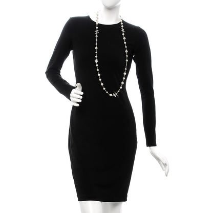 Chanel Crystal Pearl CC Long Necklace Silver 2 of 7
