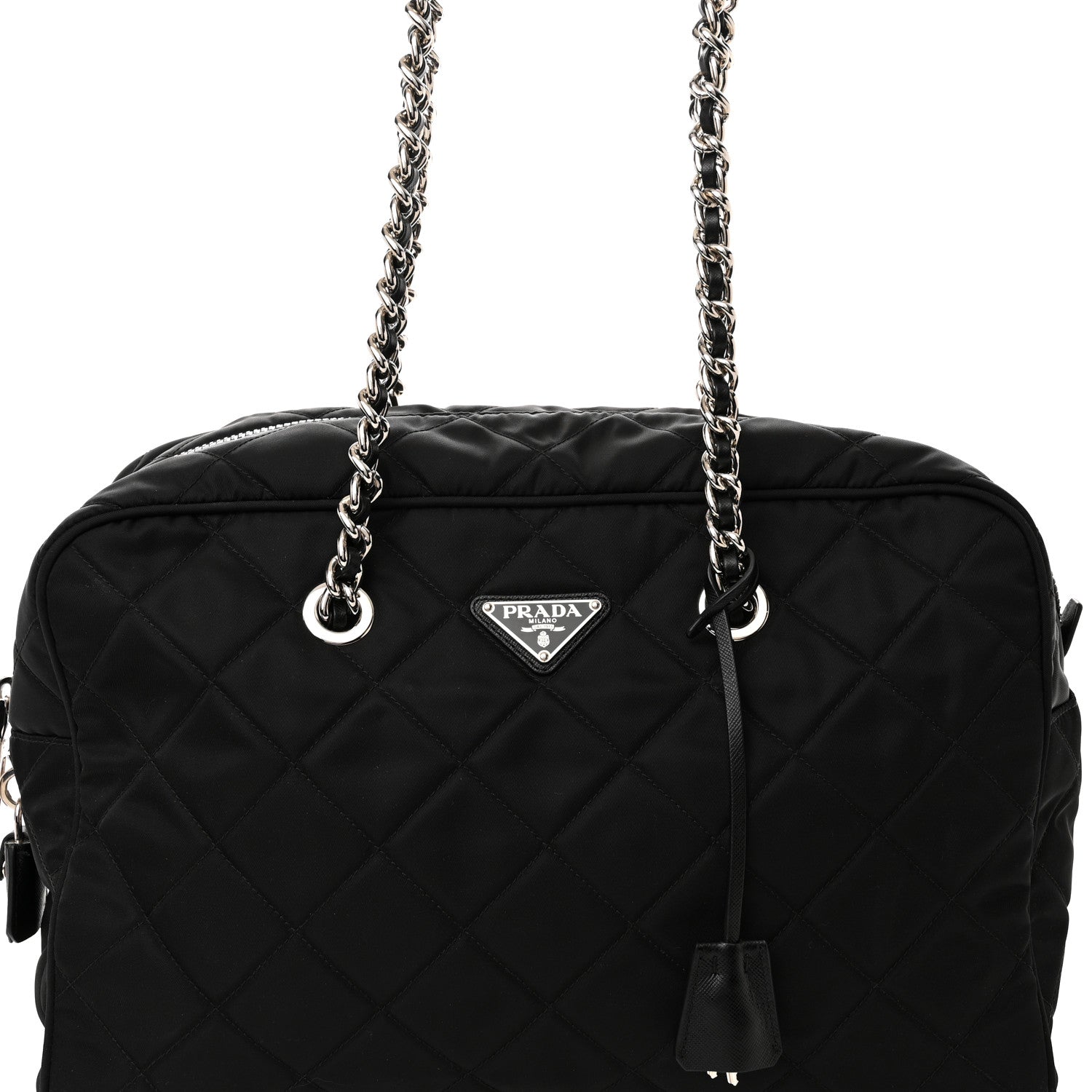 Prada Nylon Tessuto Impuntu Quilted Shoulder Bag Black 7 of 11
