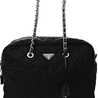 Prada Nylon Tessuto Impuntu Quilted Shoulder Bag Black 7 of 11