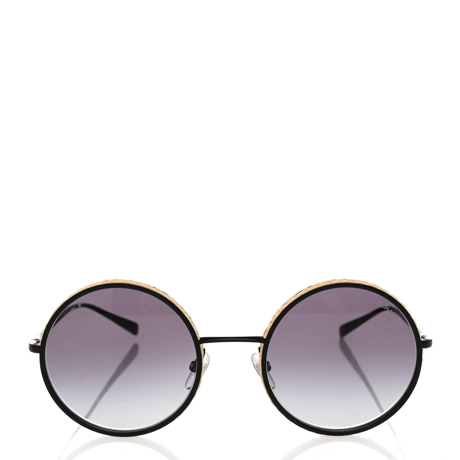 Chanel Metal Raffia Braided Round Sunglasses 4250 Black 2 of 8
