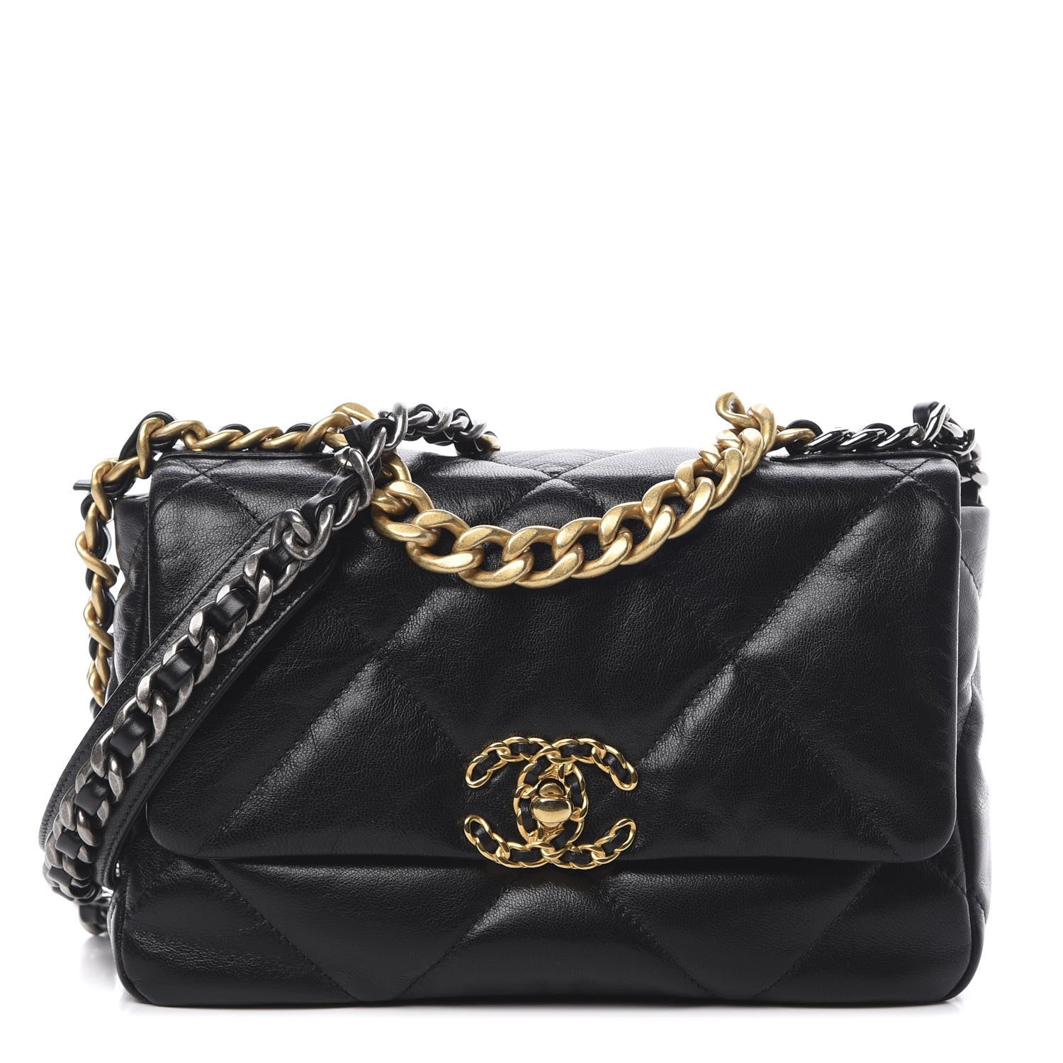 Chanel Goatskin Quilted Medium 19 Flap Black 1 of 11