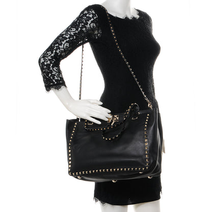 Valentino Garavani Vitello Medium Rockstud Tote Black 2 of 8