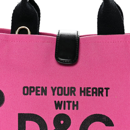 Dolce & Gabbana Canvas Printed Open Your Heart Tote Pink Black 7 of 11