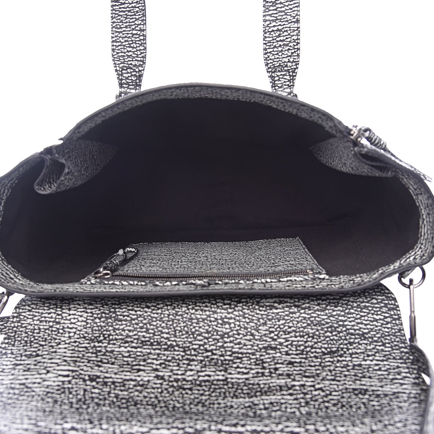 3.1 Textured Calfskin Large Pashli Satchel Black Cream