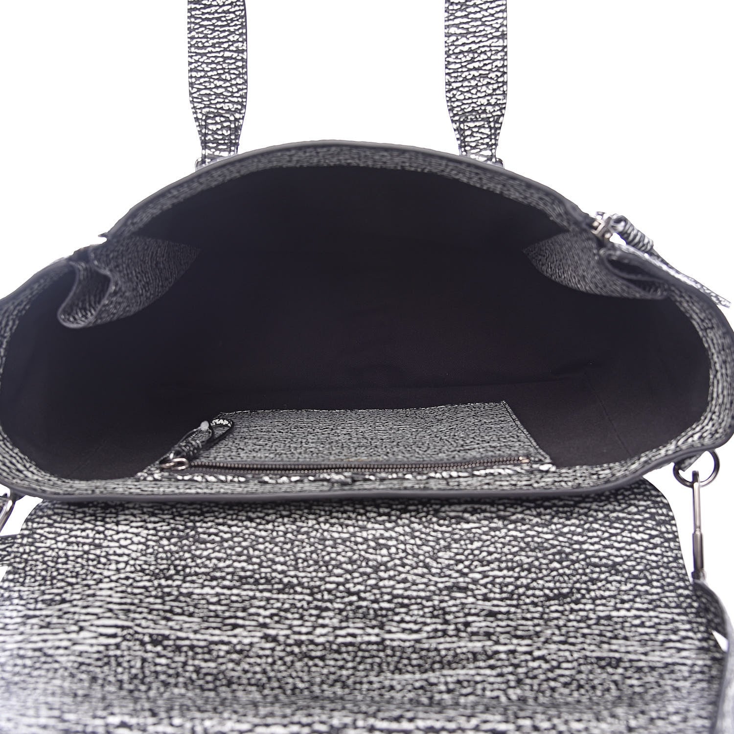 3.1 Phillip Lim 3.1 Textured Calfskin Large Pashli Satchel Black Cream 5 of 9