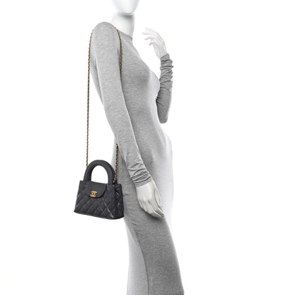 Chanel Shiny Aged Calfskin Quilted Nano Kelly Shopper Grey 3 of 10