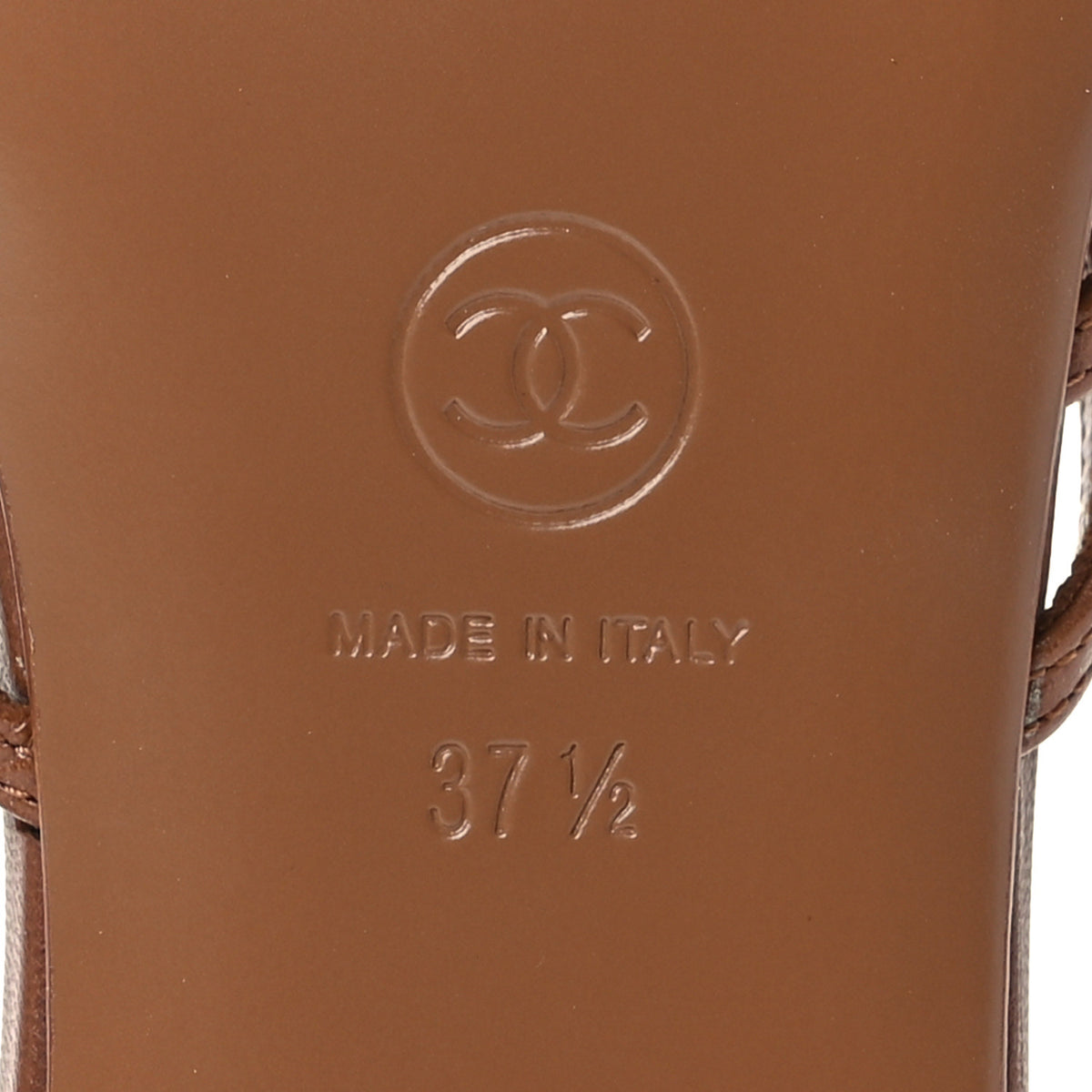 Chanel Goatskin Caged CC Slide Sandals 37.5 Light Brown 8 of 9
