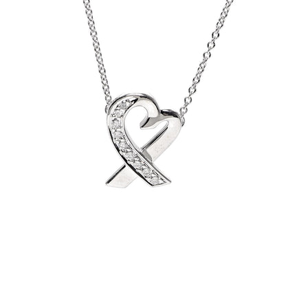 Tiffany 18K White Gold Diamond Small Paloma Picasso Loving Heart Necklace 4 of 7