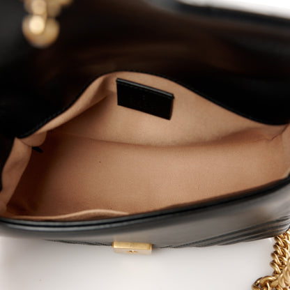 Gucci Calfskin Matelasse Mini GG Marmont Top Handle Shoulder Bag Black 5 of 10