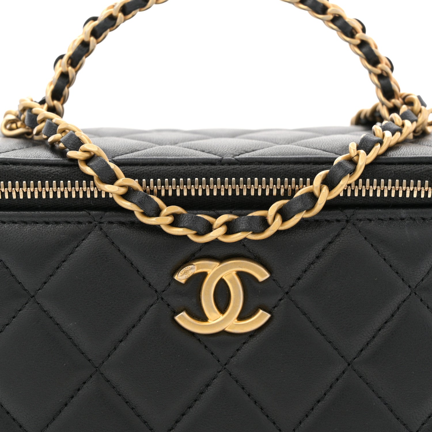 Chanel Lambskin Quilted Pick Me Up Vanity Case Black 1835216
