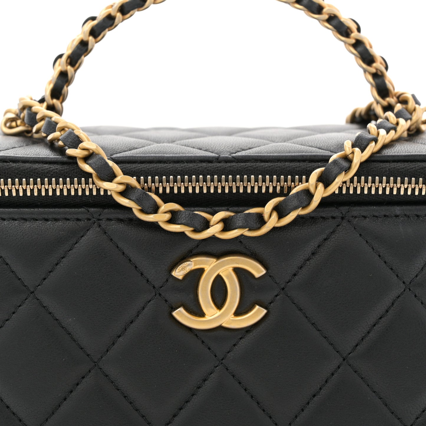 Lambskin Quilted Pick Me Up Vanity Case Black