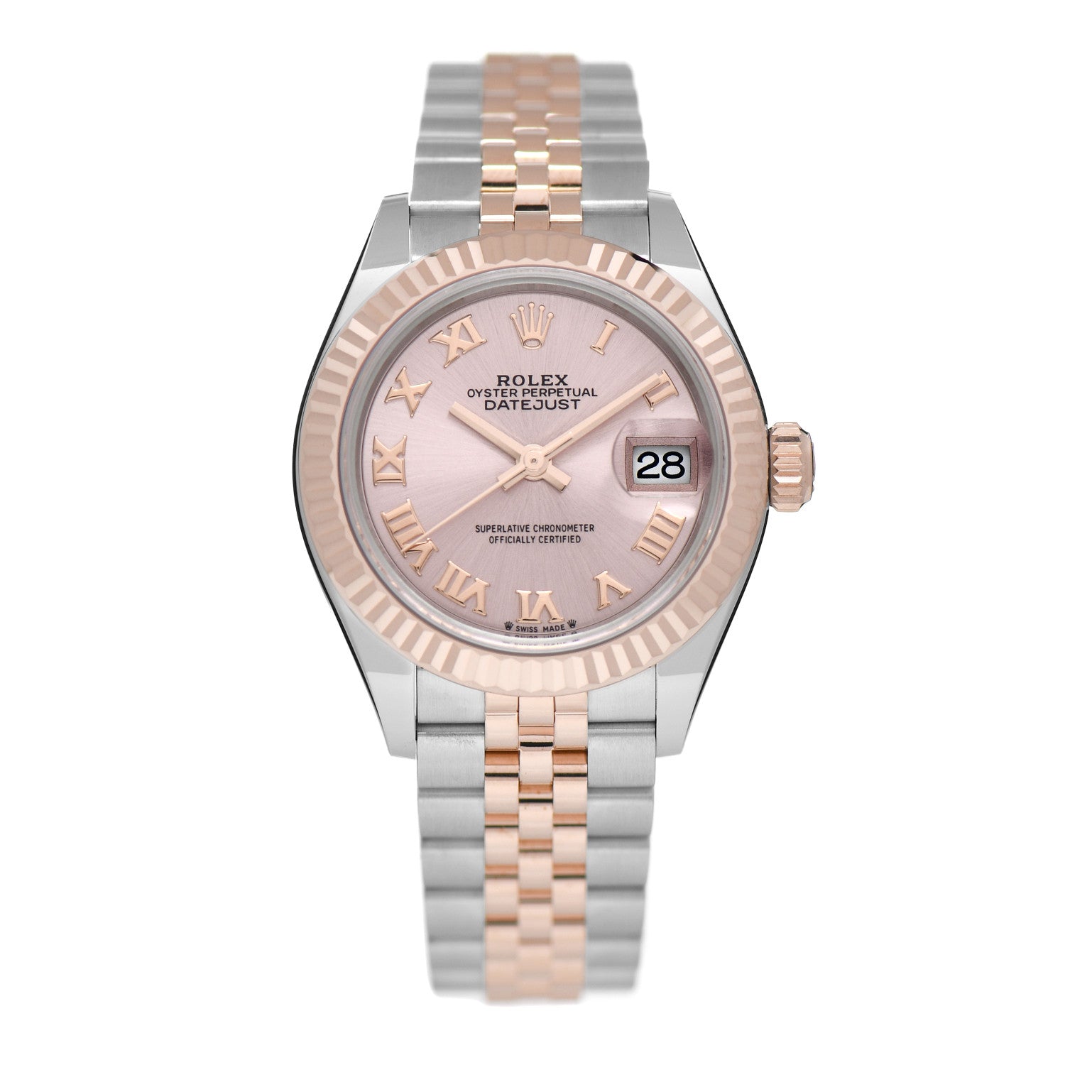 Rolex Stainless Steel 18K Everose Gold 28mm Oyster Perpetual Datejust Watch Pink Roman 279171 1 of 5