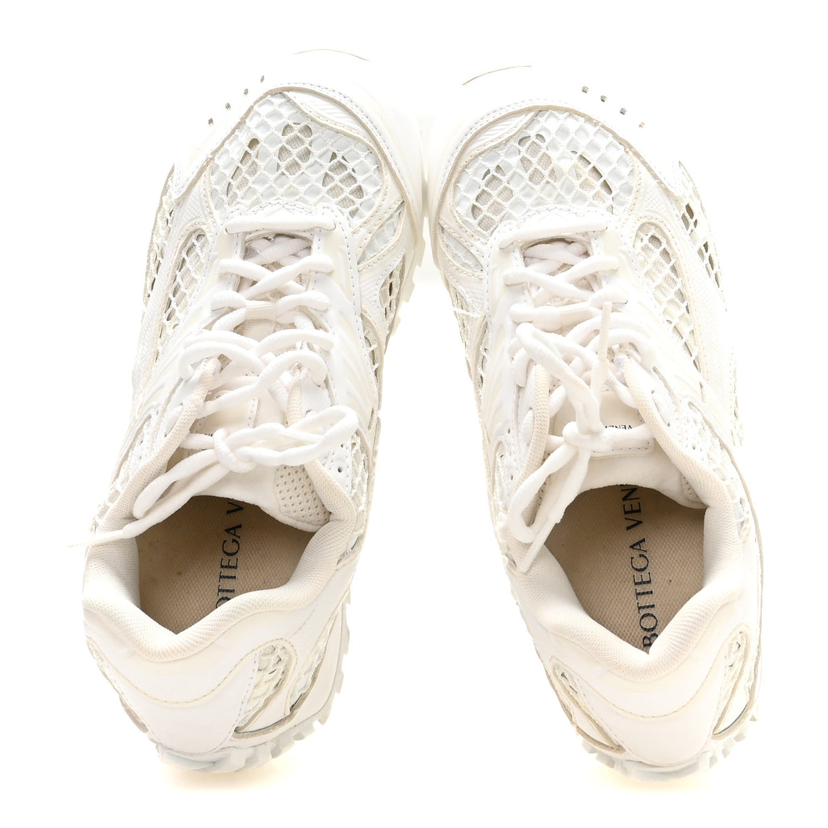 Bottega Veneta Calfskin Fishnet Fabric Orbit Sneakers 38 White 2 of 10