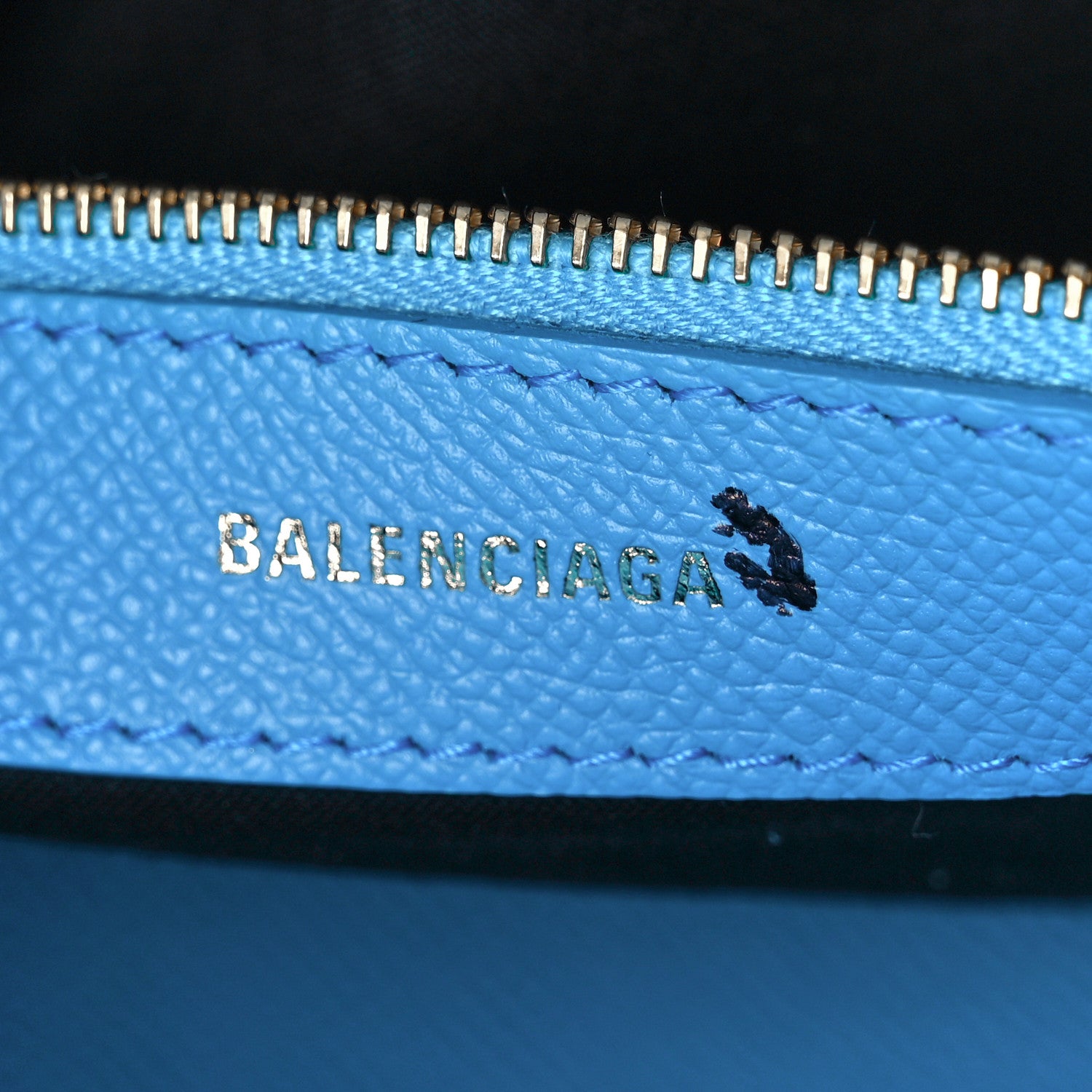 Balenciaga Signature Grained Calfskin Logo S Ville Top Handle Bag Bleu Turquoise 6 of 10