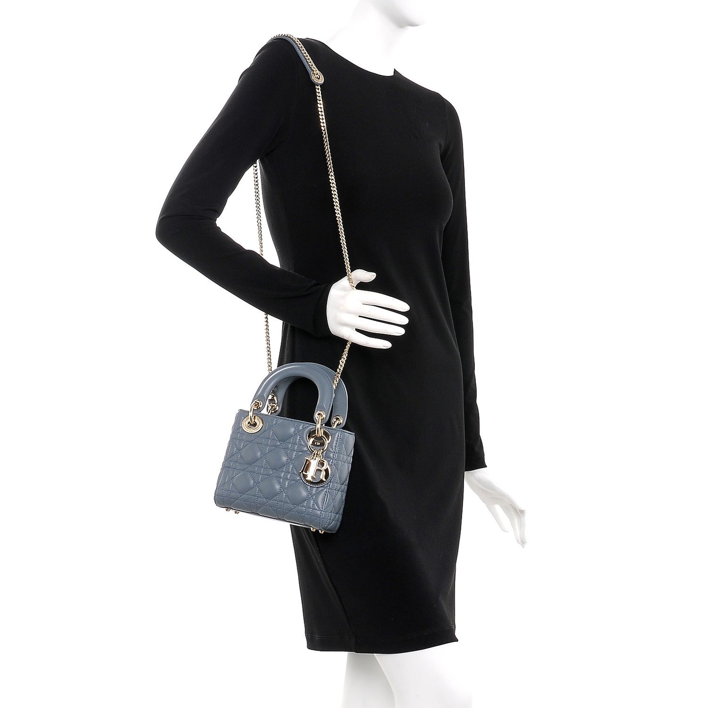 Lambskin Cannage Mini Lady Dior Blue