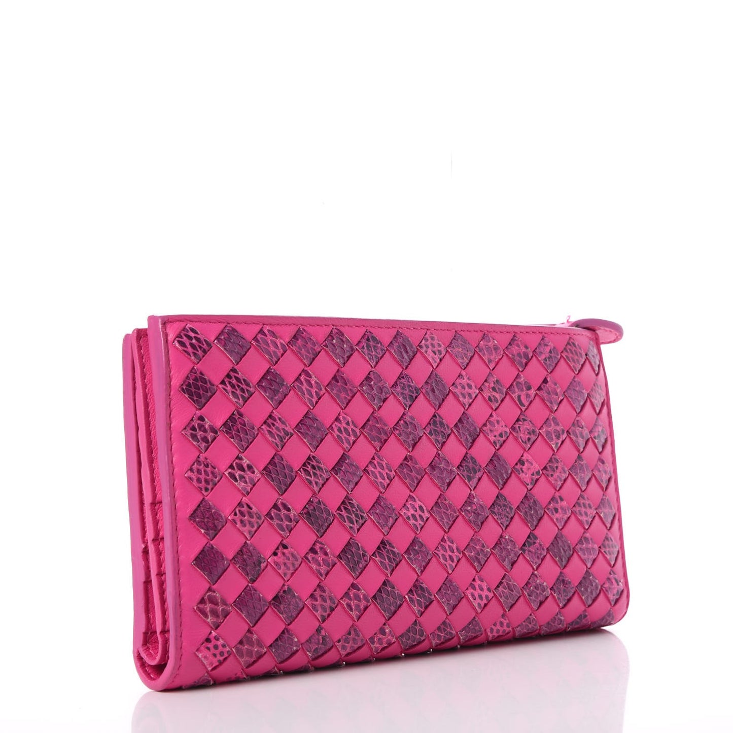 Nappa Ayers Intrecciato Clutch Wallet Pink