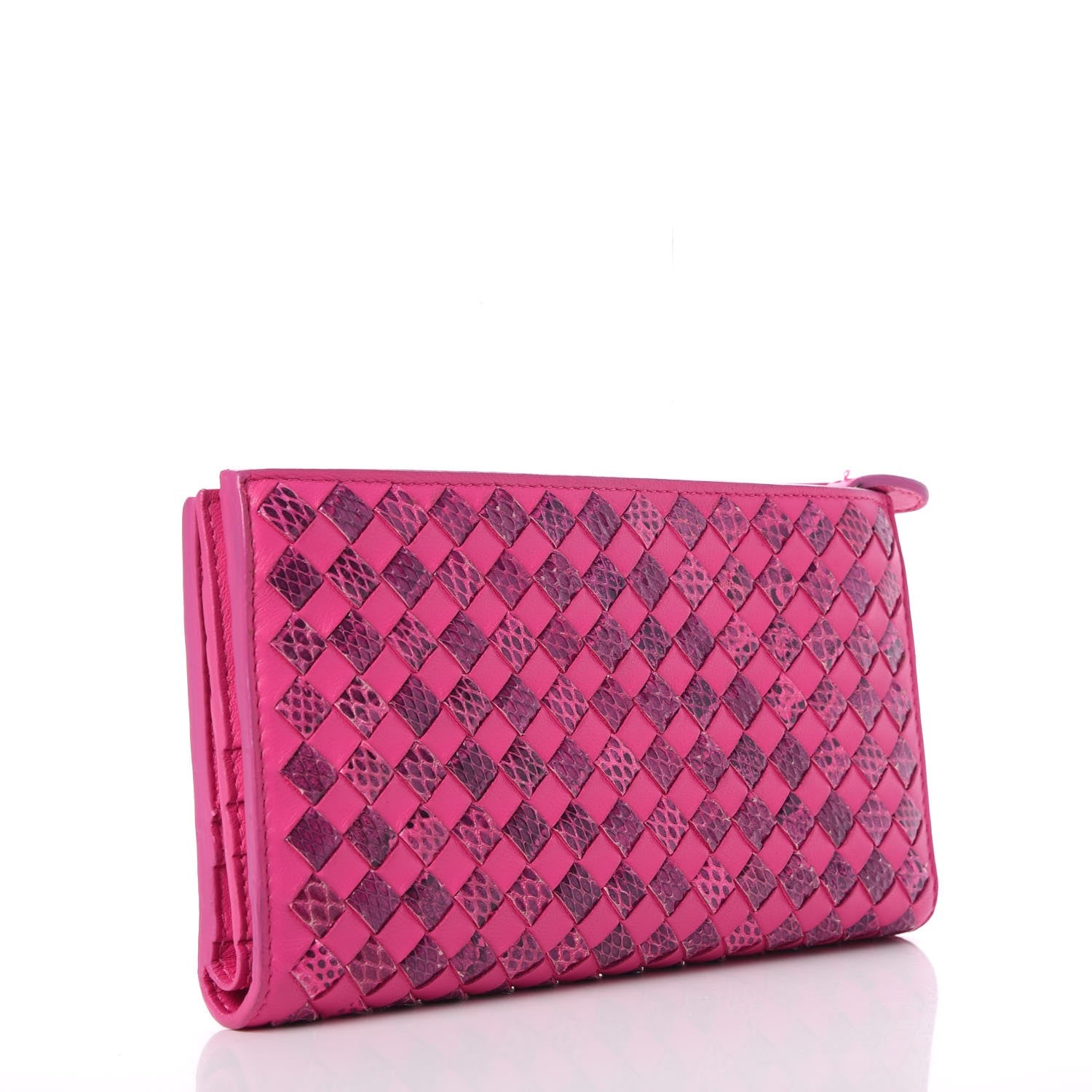 Bottega Veneta Nappa Ayers Intrecciato Clutch Wallet Pink 3 of 12