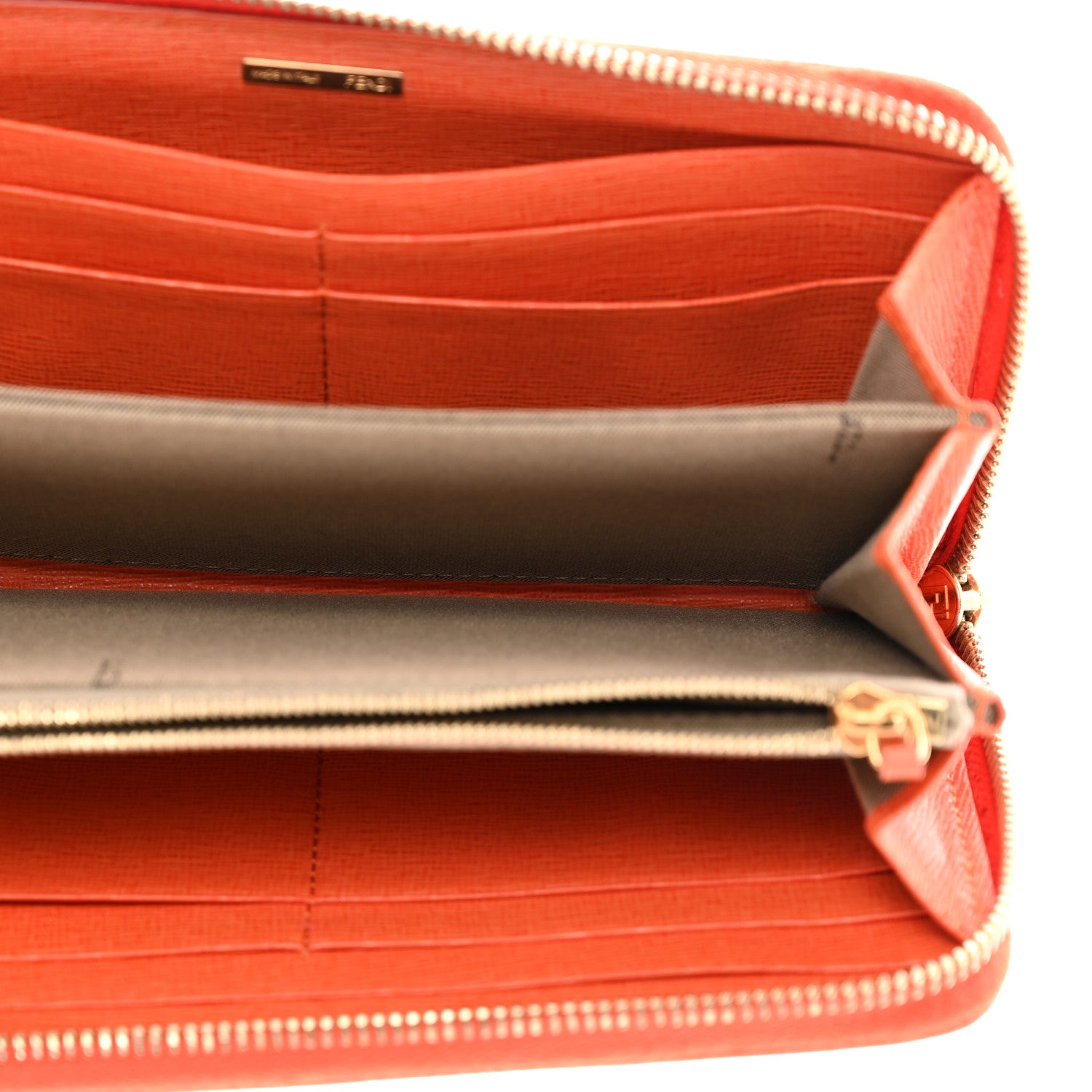 Fendi Vitello Elite Zip Around Wallet Arancio 5 of 12