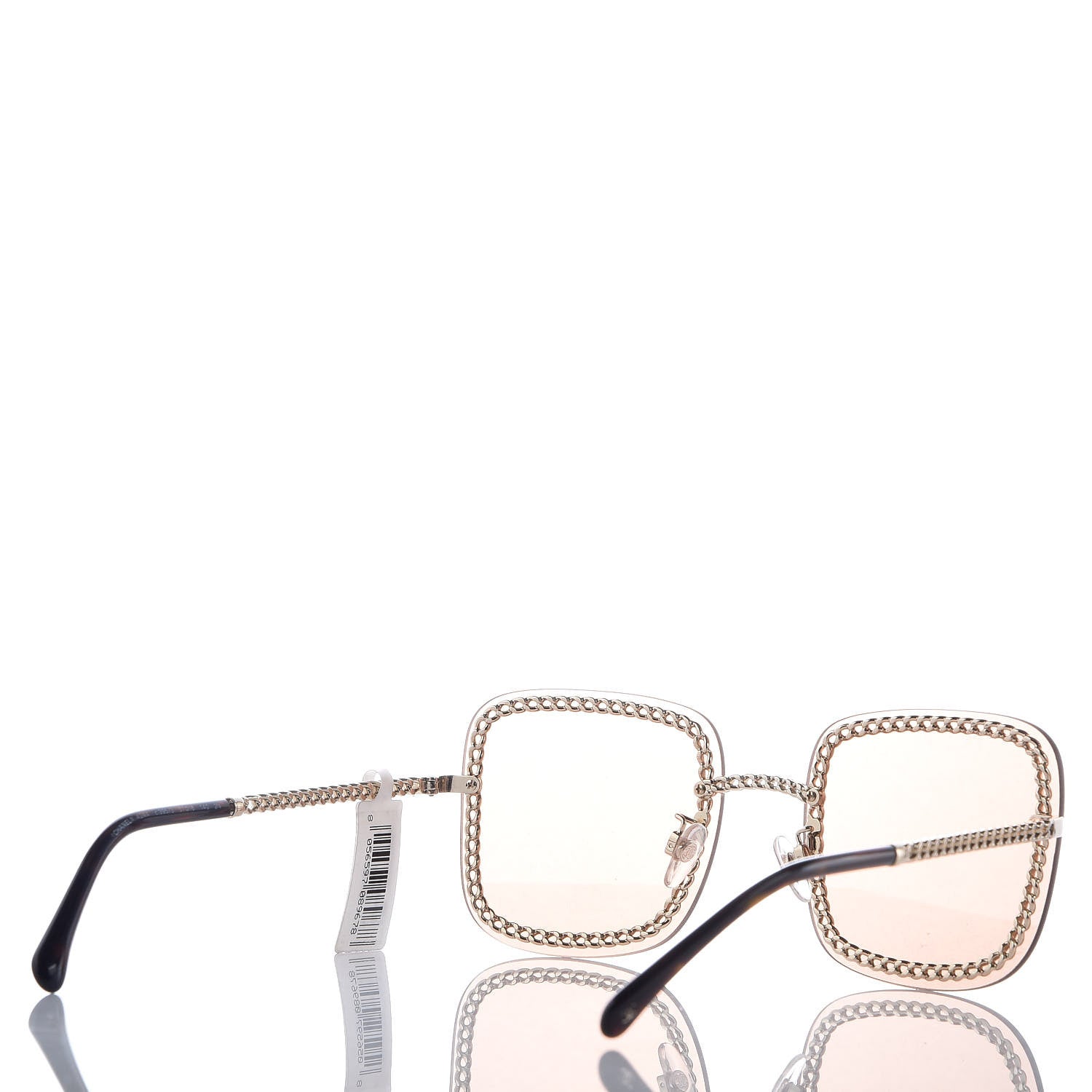 Chanel Metal Removable Chain Square Sunglasses 4244 Light Brown 5 of 9