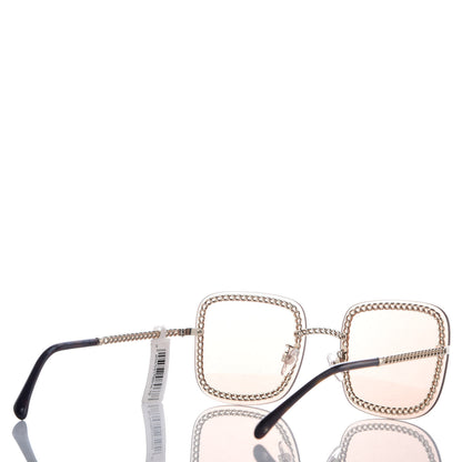 Chanel Metal Removable Chain Square Sunglasses 4244 Light Brown 5 of 9