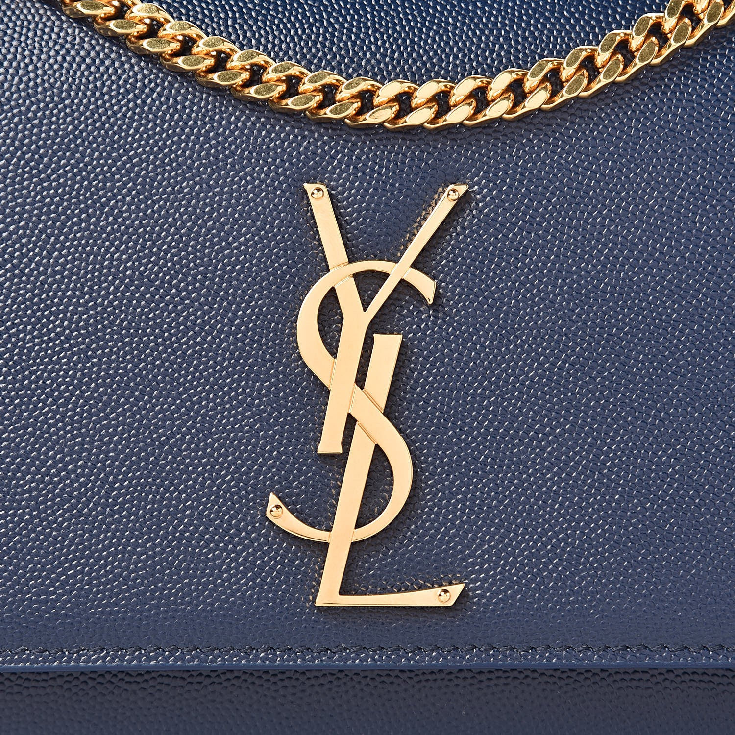 Saint Laurent Grain De Poudre Medium Classic Monogram Kate Satchel Denim Blue 8 of 10