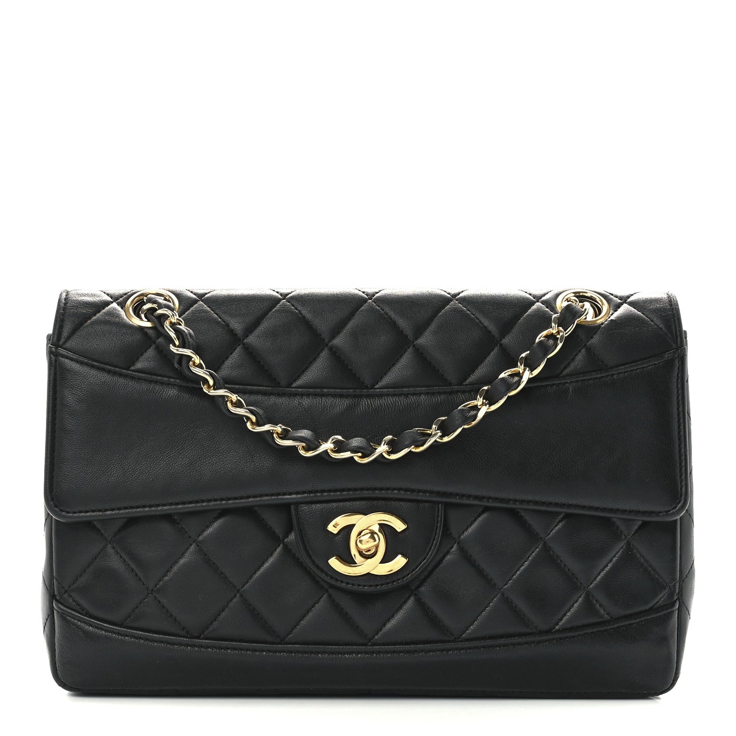Lambskin Quilted Small Single Flap Black