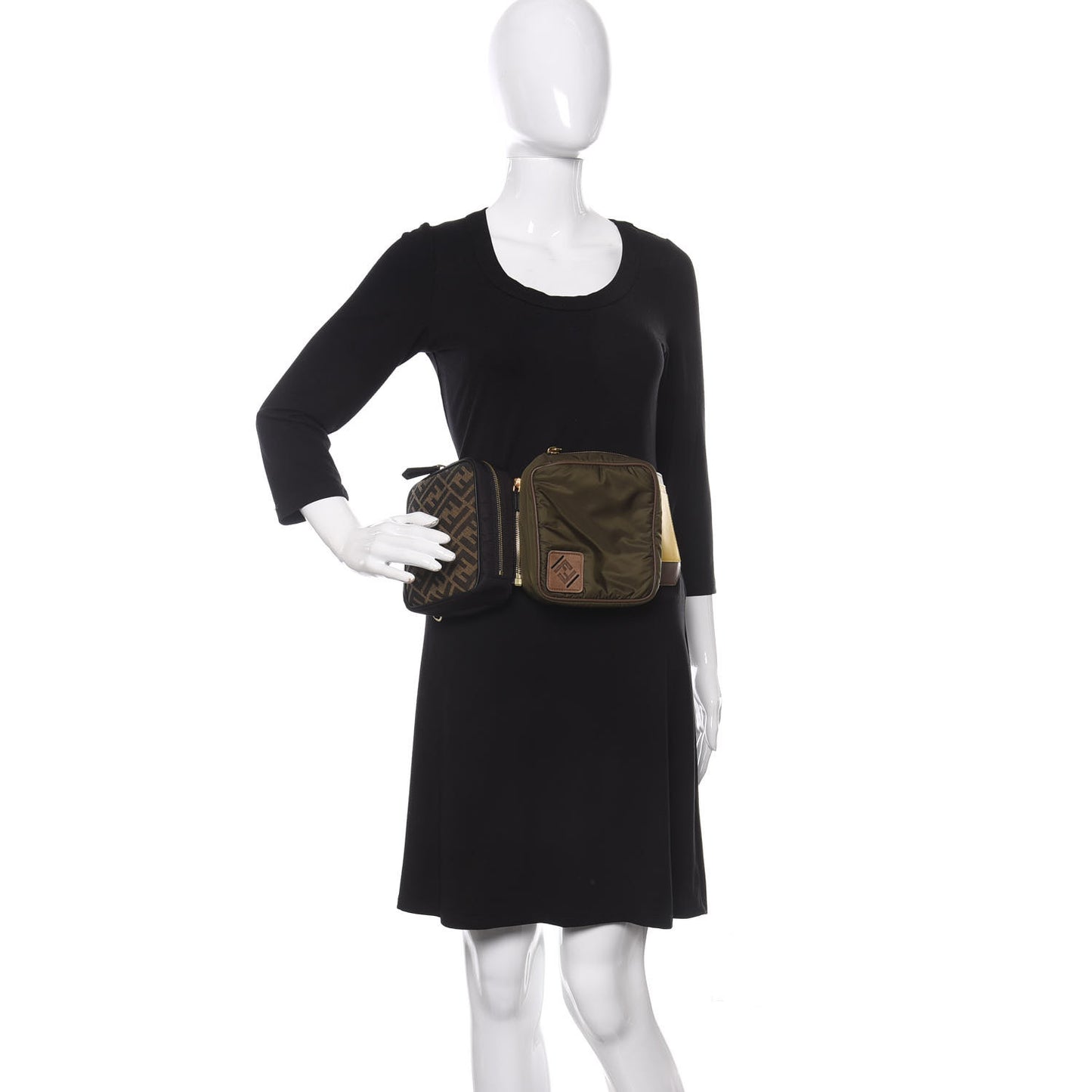 Nylon Dolmias Vitello Grace FF Multi Pouch Belt Bag Military Brown Tortora