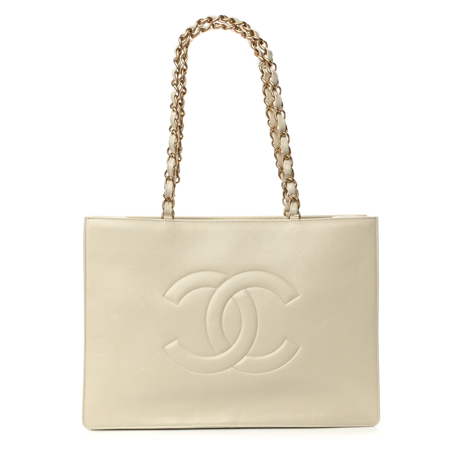 Chanel Shiny Aged Calfskin Shopping Bag White 1 of 10