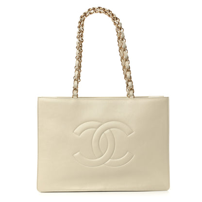 Chanel Shiny Aged Calfskin Shopping Bag White 1 of 10