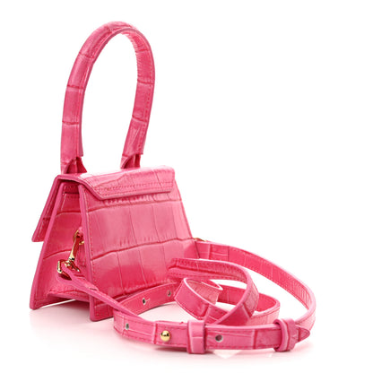 Jacquemus Calfskin Crocodile Embossed Le Chiquito Dark Pink 3 of 10