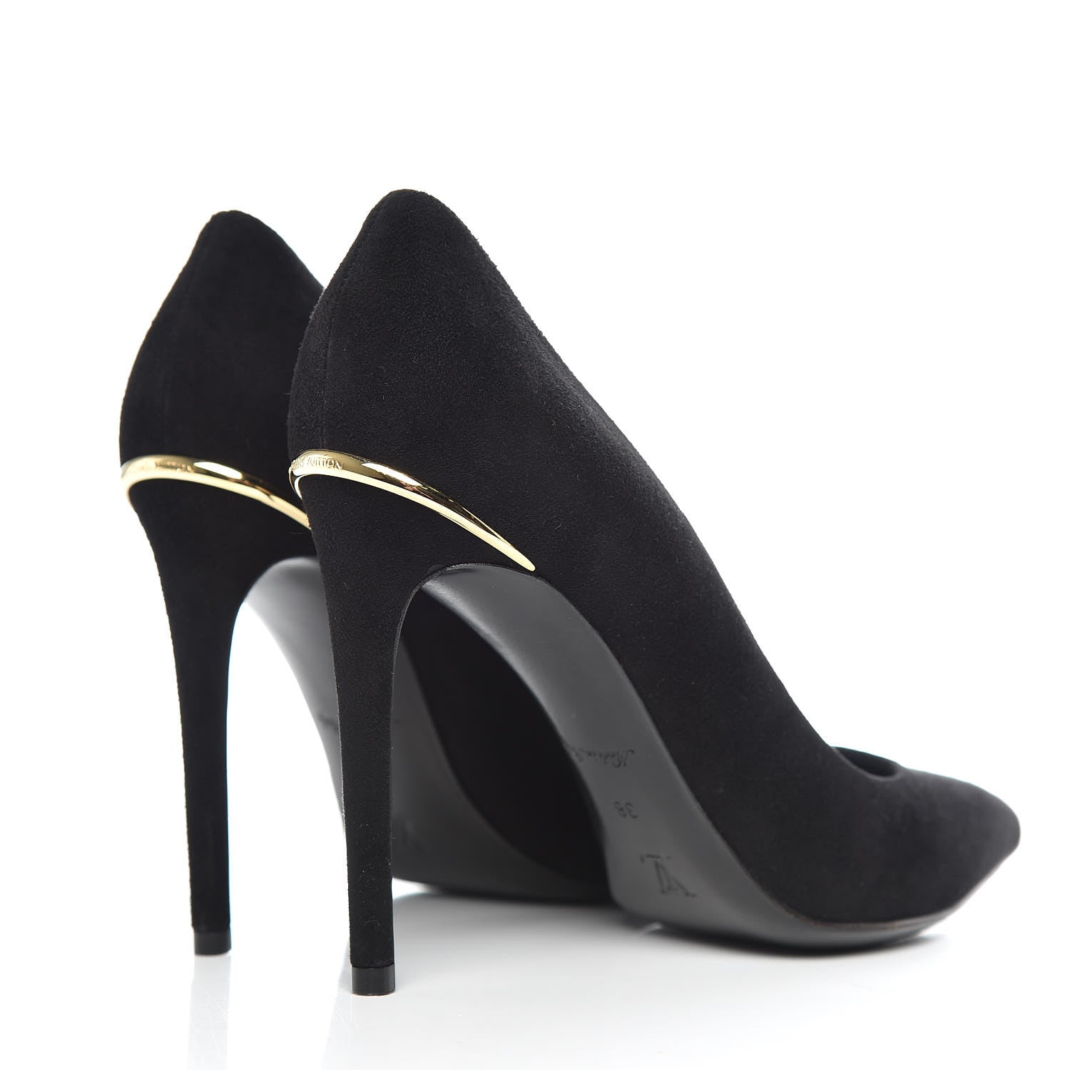 Louis Vuitton Suede Eyeline Pumps 38 Black 4 of 9