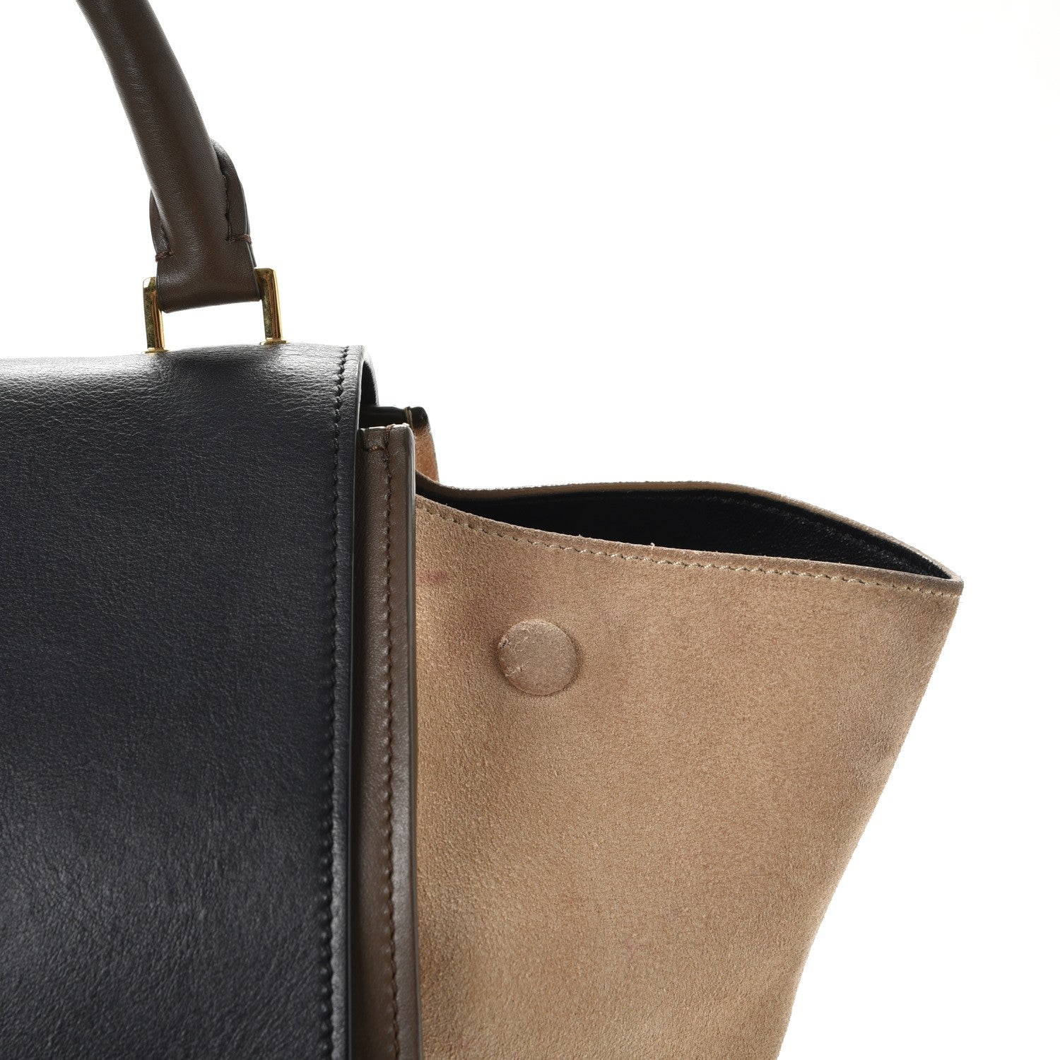 Celine Calfskin Suede Tri-color Large Trapeze Olive 14 of 22