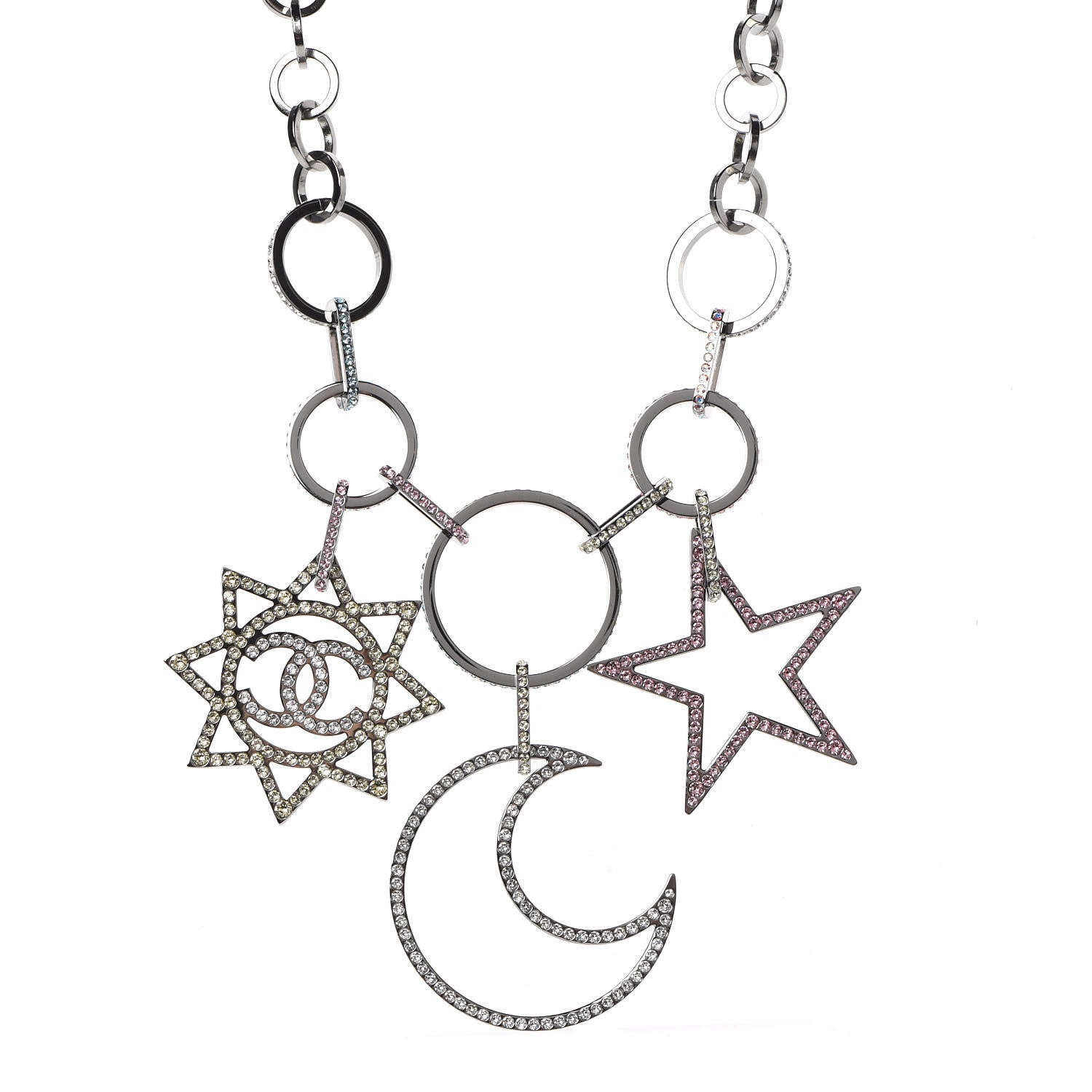 Chanel Ruthenium Crystal CC Star Moon Star Necklace 1 of 6