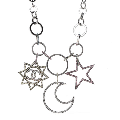 Chanel Ruthenium Crystal CC Star Moon Star Necklace 1 of 6