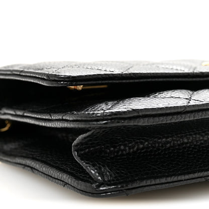 Chanel Caviar Quilted CC Turnlock Wallet On Chain WOC Black 10 of 12