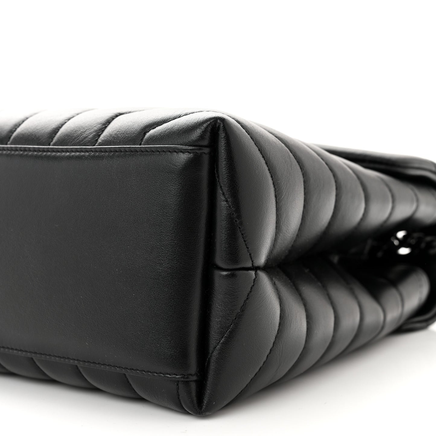 Calfskin Y Quilted Monogram Monochrome Medium Loulou Chain Satchel Black