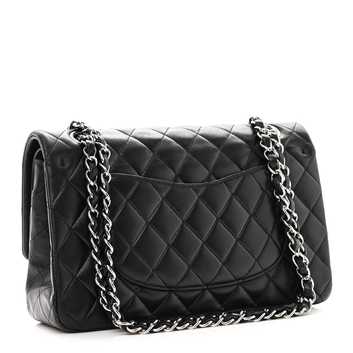Lambskin Quilted Medium Double Flap Black